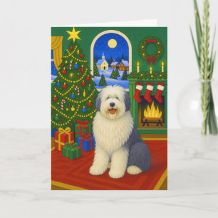 Old English Sheepdog Holiday Card