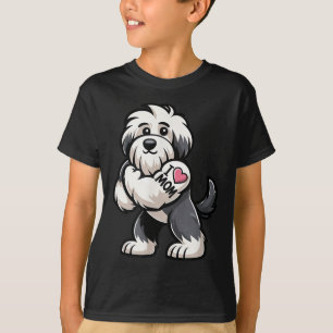 Old English Sheepdog I Love Mom Funny Dog Tattoo  T-Shirt