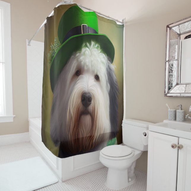 Old English Sheepdog in St. Patrick's Day Dress (In Situ)