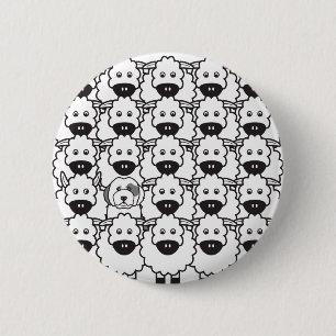 Old English Sheepdog in the Sheep 2 Inch Round Button