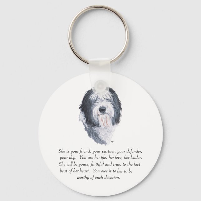 Old English Sheepdog Keepsakes Keychain (Front)