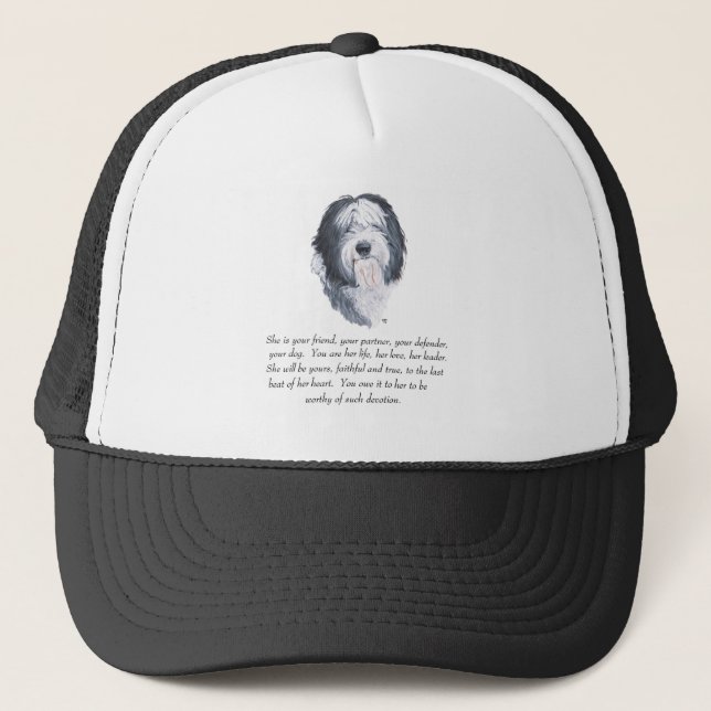 Old English Sheepdog Keepsakes Trucker Hat (Front)