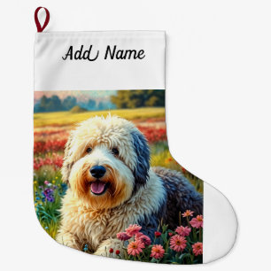 Old English Sheepdog Large Christmas Stocking