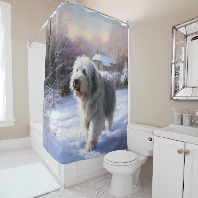 Old English Sheepdog Let It Snow Christmas (In Situ)