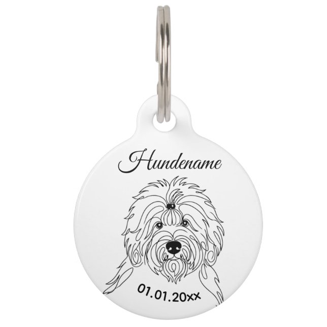 Old English Sheepdog Line Art Personalized Tag (Front)
