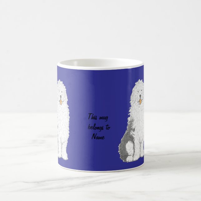 Old English Sheepdog Mugs,  add name Coffee Mug (Center)