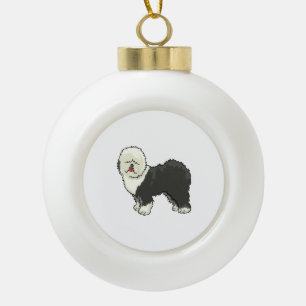 Old English sheepdog my friend Ceramic Ball Christmas Ornament