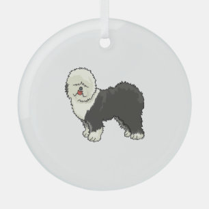 Old English sheepdog my friend  Glass Ornament