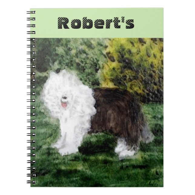 Old English Sheepdog Painting Notebook (Front)
