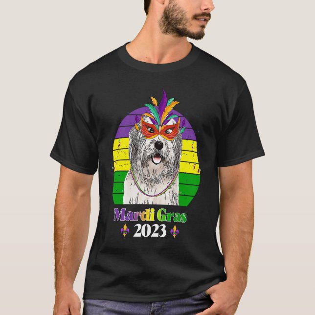 Old English Sheepdog Party Dog Mardi Gras 2023 T-Shirt (Front)