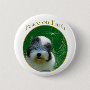 Old English Sheepdog Peace 2 Inch Round Button