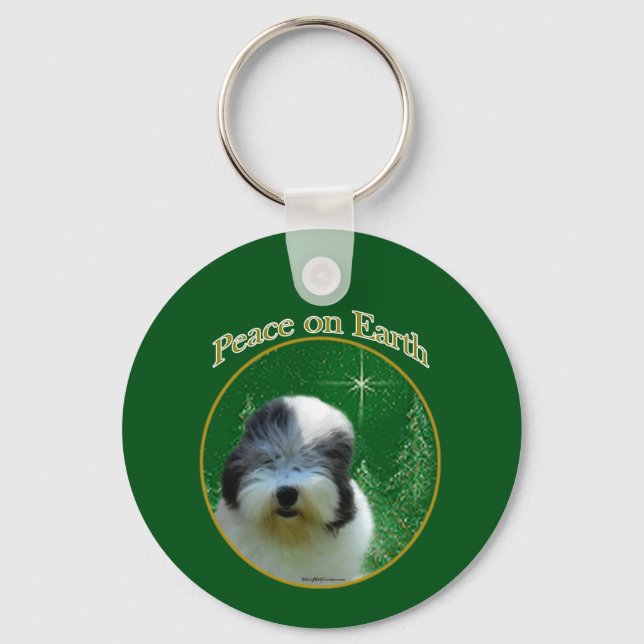 Old English Sheepdog Peace Keychain (Front)