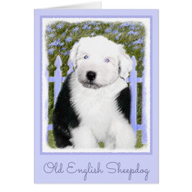 Old English Sheepdog Puppy Painting - Dog Art (Front)