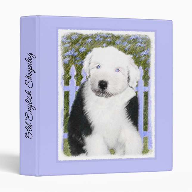 Old English Sheepdog Puppy Painting - Dog Art 3 Ri Binder (Front/Spine)