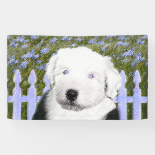 Old English Sheepdog Puppy Painting - Dog Art Banner