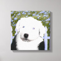 Old English Sheepdog Puppy Painting - Dog Art