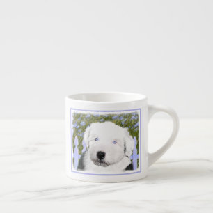 Old English Sheepdog Puppy Painting - Dog Art Espresso Cup