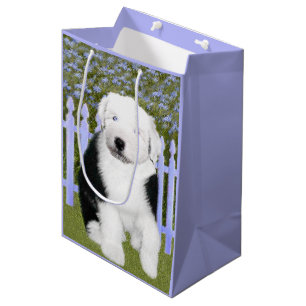 Old English Sheepdog Puppy Painting - Dog Art Medium Gift Bag