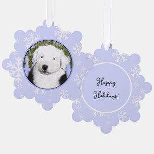 Old English Sheepdog Puppy Painting - Dog Art Ornament Card