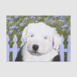 Old English Sheepdog Puppy Painting - Dog Art Tissue Paper