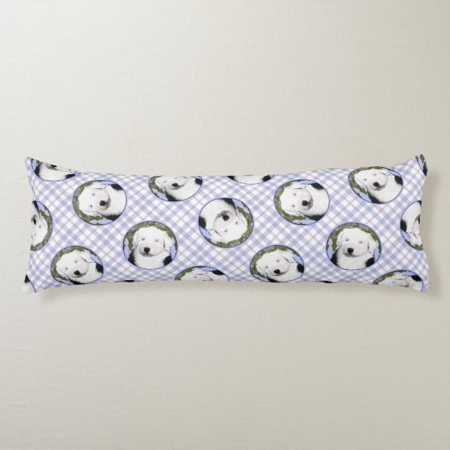 Old English Sheepdog Puppy Painting Pet Dog Art Body Pillow (Front)
