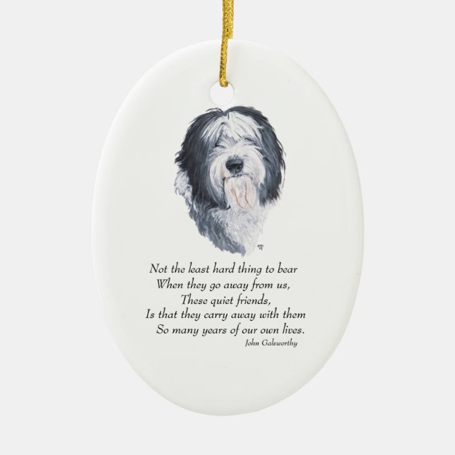Old English Sheepdog Rainbow Bridge Ceramic Ornament (Front)