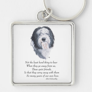 Old English Sheepdog Rainbow Bridge Keychain