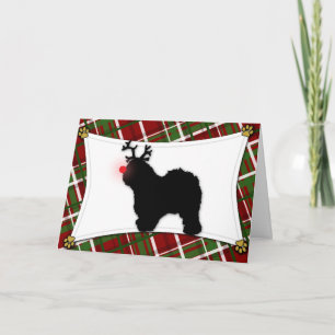 Old English Sheepdog Reindeer Christmas Card