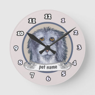 Old English Sheepdog Round Clock