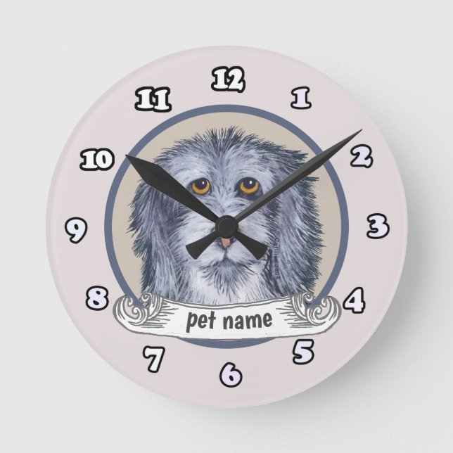 Old English Sheepdog  Round Clock (Front)