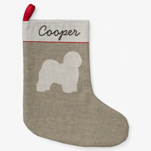 Old English Sheepdog Silhouette with Custom Text Small Christmas Stocking