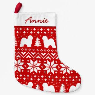 Old English Sheepdog Silhouettes Pattern Small Christmas Stocking