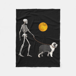 Old English Sheepdog Skeleton Dog Walking Fleece Blanket