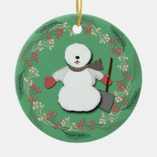 Old English Sheepdog Snowman Ornament