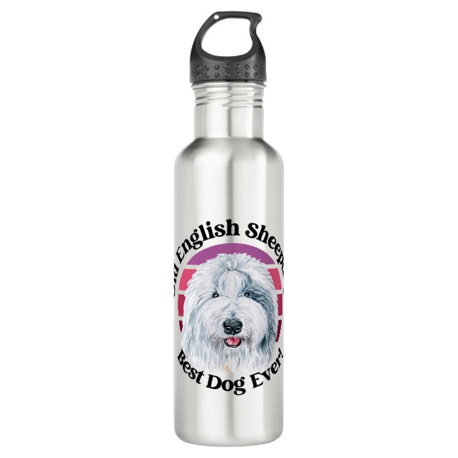Old English Sheepdog Spaniel funny quote 710 Ml Water Bottle (Front)