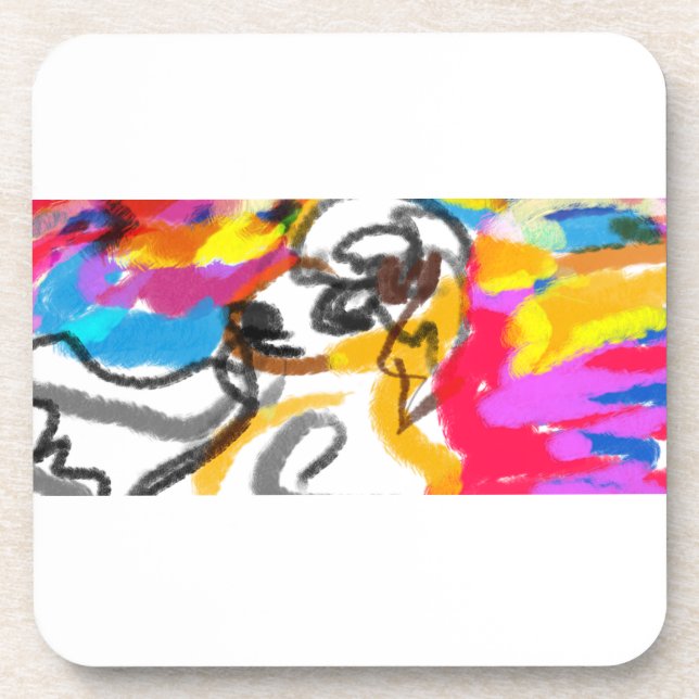 Old English Sheepdog  sunset Coaster (Front)