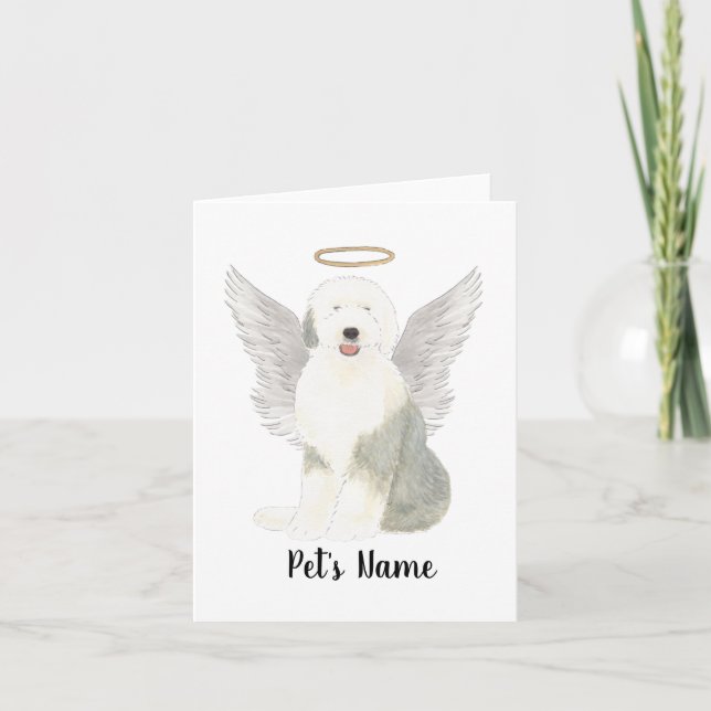 Old English Sheepdog Sympathy Memorial Card (Front)