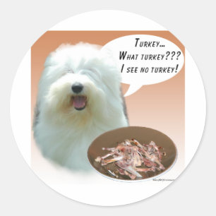 Old English Sheepdog Turkey Classic Round Sticker