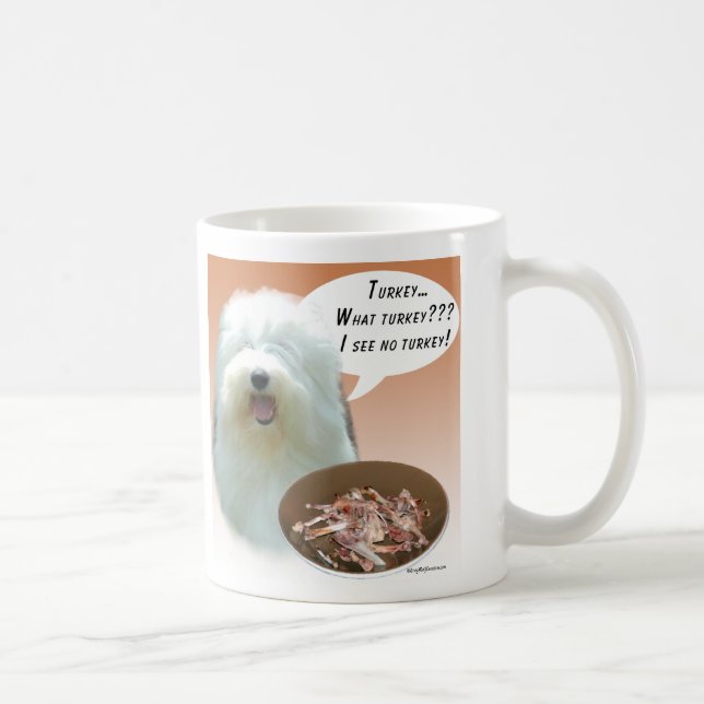 Old English Sheepdog Turkey Coffee Mug (Right)