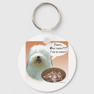 Old English Sheepdog Turkey Keychain