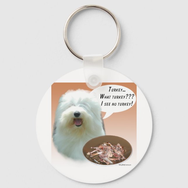 Old English Sheepdog Turkey Keychain (Front)
