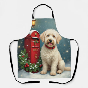 Old English Sheepdog Vintage Christmas Postcard Apron