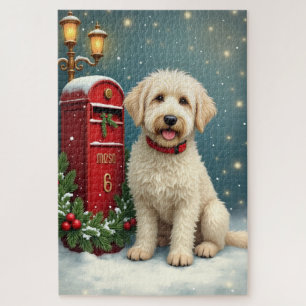 Old English Sheepdog Vintage Christmas Postcard Jigsaw Puzzle