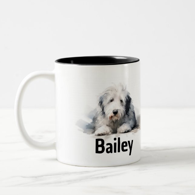 Old English Sheepdog Watercolor Mug (Left)
