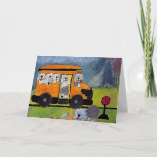 Old English Sheepdog Wigglebottom School Bus Card