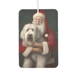 Old English Sheepdog With Santa Claus Festive Air Freshener