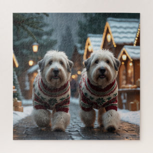 Old English Sheepdogs Christmas Snow Holiday Jigsaw Puzzle