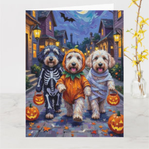 Old English Sheepdogs Trick-or-Treating Halloween  Card