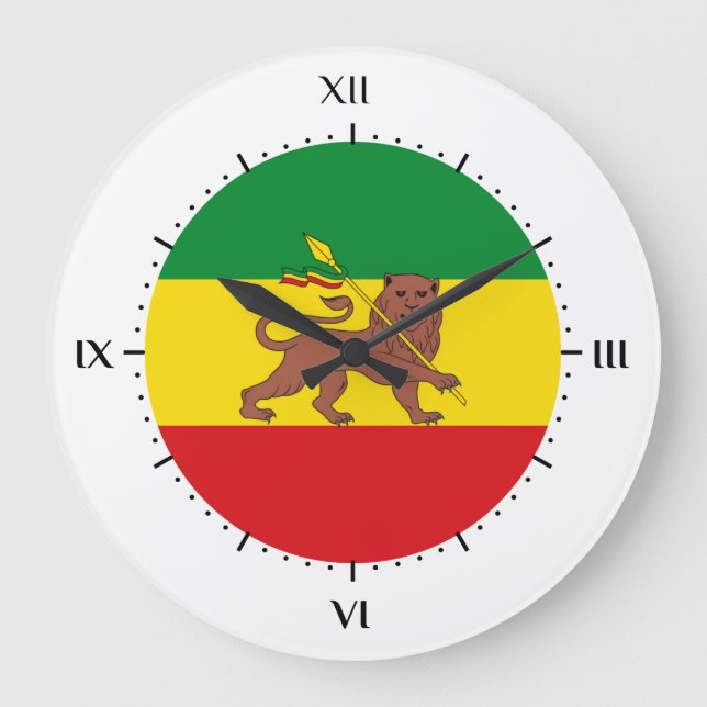 Old Ethiopian flag Large Clock (Front)