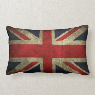 Old Faded UK British Union Jack Flag Pillow